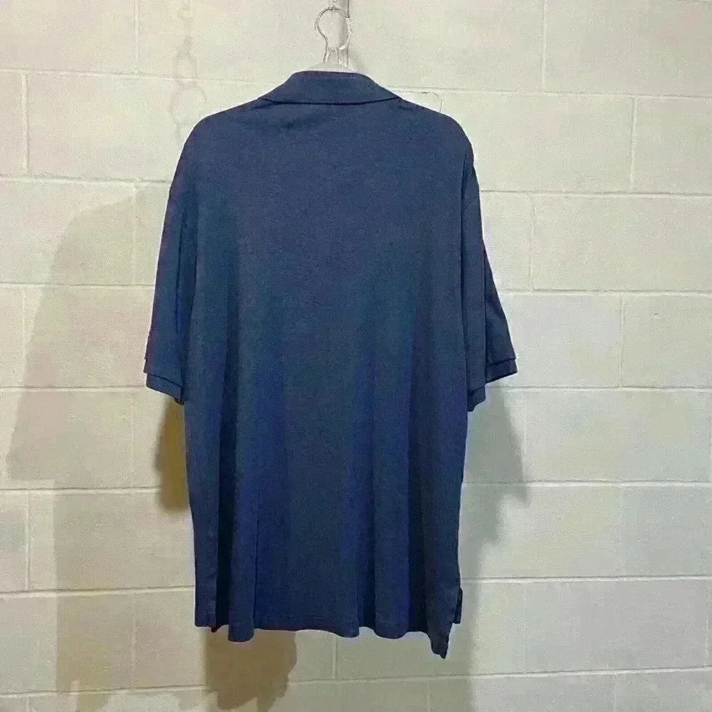 Polo Ralph Lauren Men Polo Shirt XLT Blue 100% Cotton Preppy TennisTail Pony EUC